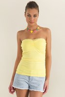 Bayan Sarı Dantel Detaylı Straplez Atlet