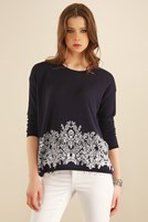 Bayan Çok Renkli Desenli Triko