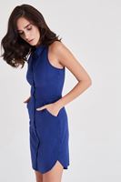 Bayan Mavi Cepli Kolsuz Dizüstü Elbise