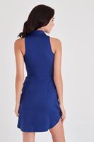 Bayan Mavi Cepli Kolsuz Dizüstü Elbise