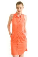 Bayan Turuncu Cepli Kolsuz Dizüstü Elbise