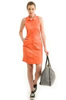Bayan Turuncu Cepli Kolsuz Dizüstü Elbise