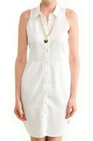 Bayan Beyaz Cepli Kolsuz Dizüstü Elbise