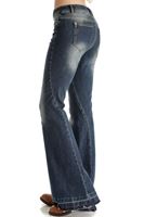 Bayan Mavi İspanyol Paça Yıkamalı Denim Pantolon