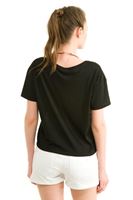 Bayan Siyah Baskılı Kısa Tişört