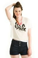 Bayan Krem Baskılı Kısa Tişört