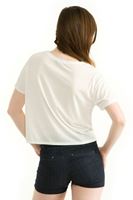 Bayan Krem Baskılı Kısa Tişört