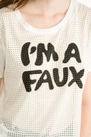 Bayan Krem Baskılı Kısa Tişört