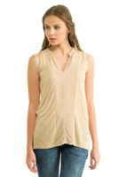 Bayan Kahverengi Kolsuz V Yaka Bluz