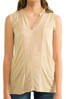 Bayan Kahverengi Kolsuz V Yaka Bluz