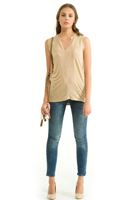 Bayan Kahverengi Kolsuz V Yaka Bluz