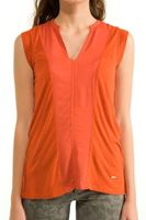 Bayan Turuncu Kolsuz V Yaka Bluz