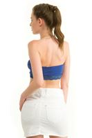 Bayan Mavi Dantel Detaylı Lastikli Büstiyer