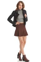 Bayan Bordo Volanlı Kısa Etek