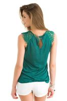 Bayan Yeşil Kolsuz Bluz