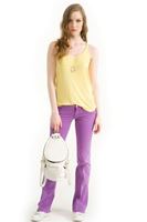 Bayan Mor Düşük Bel Boru Paça Pantolon