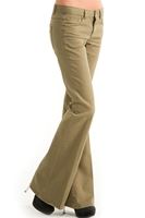 Bayan Yeşil Geniş Paça Düşük Bel Pantolon