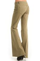 Bayan Yeşil Geniş Paça Düşük Bel Pantolon