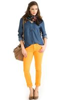 Bayan Turuncu Dar Kesim Pantolon