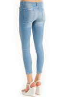 Bayan Mavi Dar Paça Taşlı Denim Pantolon