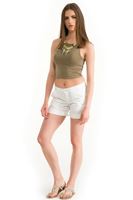 Bayan Beyaz Beyaz Renk Cepli Şort