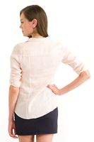 Bayan Turuncu Keten Klasik Gömlek