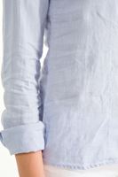 Bayan Mavi Keten Klasik Gömlek