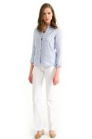 Bayan Mavi Keten Klasik Gömlek