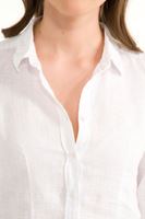 Bayan Beyaz Keten Klasik Gömlek