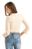 Bayan Krem Keten Klasik Gömlek