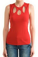 Bayan Kırmızı Göğüs Dekolteli Atlet