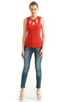 Bayan Kırmızı Göğüs Dekolteli Atlet