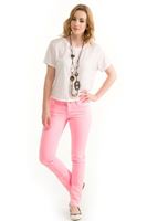 Bayan Pembe Neon Dar Kesim Pantolon