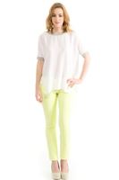 Bayan Sarı Neon Dar Kesim Pantolon