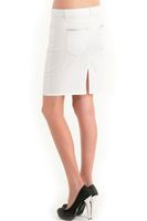 Bayan Beyaz Diz Üstü Dar Etek