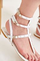 Bayan Beyaz Bantlı Sandalet