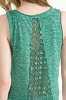 Bayan Yeşil Tül Detaylı Kısa Bluz