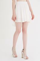 Bayan Krem Mini Kloş Etek
