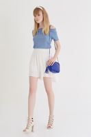 Bayan Krem Mini Kloş Etek