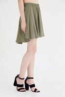 Bayan Yeşil Mini Kloş Etek