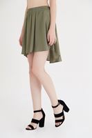 Bayan Yeşil Mini Kloş Etek