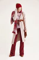 Bayan Kırmızı Kadife Önden Cepli Ispanyol Paça Pantolon