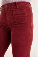 Bayan Kırmızı Kadife Önden Cepli Ispanyol Paça Pantolon