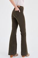Bayan Yeşil Kadife Önden Cepli Ispanyol Paça Pantolon