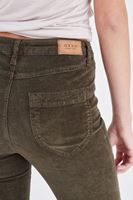 Bayan Yeşil Kadife Önden Cepli Ispanyol Paça Pantolon