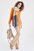 Bayan Krem Kadife Önden Cepli Ispanyol Paça Pantolon