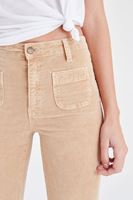 Bayan Krem Kadife Önden Cepli Ispanyol Paça Pantolon