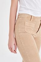 Bayan Krem Kadife Önden Cepli Ispanyol Paça Pantolon