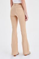 Bayan Krem Kadife Önden Cepli Ispanyol Paça Pantolon