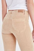 Bayan Krem Kadife Önden Cepli Ispanyol Paça Pantolon